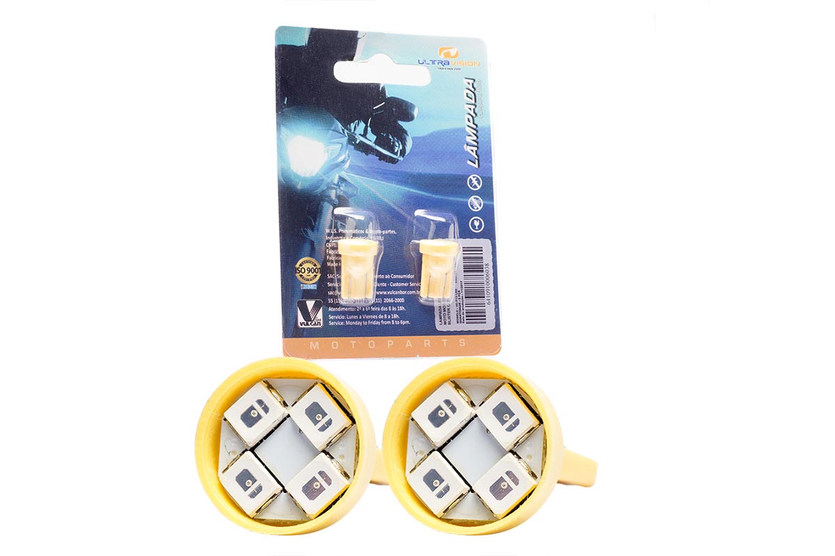 LAMPADA ULTRAVISION LED AMBAR LUZ DE PISCA ESMAGADA